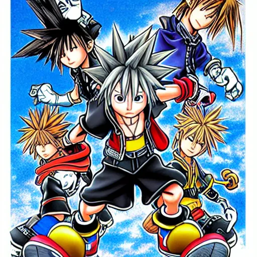 Image similar to Kingdom Hearts, illustration by Akira Toriyama, manga