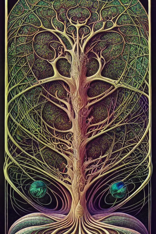 Image similar to tree of life by roger dean and andrew ferez, art forms of nature by ernst haeckel, divine chaos engine, symbolist, visionary, art nouveau, botanical fractal structures, organic, detailed, realistic, surreality