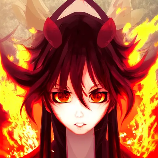 Image similar to portrait of the flaming incarnation of rage, anime fantasy illustration by tomoyuki yamasaki, kyoto studio, madhouse, ufotable, comixwave films, trending on artstation