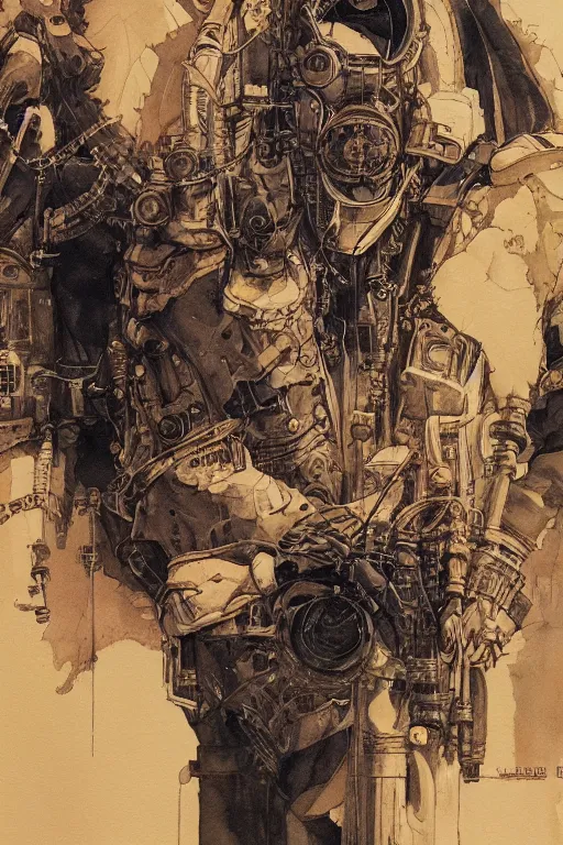 Image similar to zoomed out portrait of a duke, stylized illustration by yoshitaka amano and moebius, watercolor gouache detailed paintings, dieselpunk, solarpunk, artstation