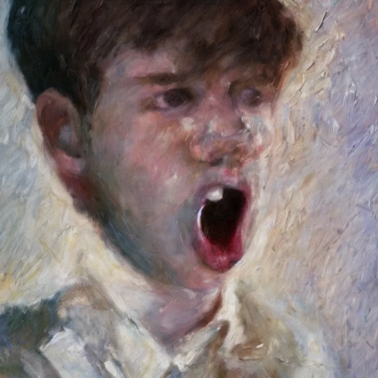 Prompt: warmly lit close up studio portrait of young angry!! teenage Jimmy Carter angrily singing, impasto oil painting thick brushstrokes by Cy Twombly and Anselm Kiefer , trending on artstation dramatic lighting abstract Expressionism