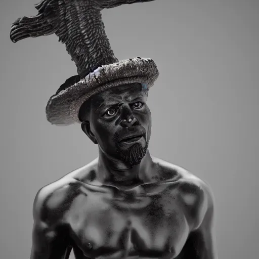 Image similar to dutch black pete, zeus statue, extremely high detail, photorealistic, cinematic lighting, artstation, octane render, art by Zdzisław Beksiński