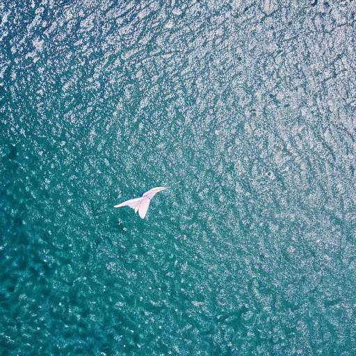 Image similar to simmetrical photo of a seagull flying seen exactly from above. Watching down. Seagull seen from above. 4k still award winning. Pleasant look and colors. Sea on the background.