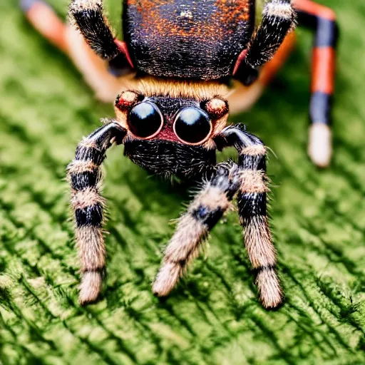 Image similar to dog spider hybrid, bold natural colors, national geographic photography, masterpiece, in - frame, canon eos r 3, f / 1. 4, iso 2 0 0, 1 / 1 6 0 s, 8 k, raw, unedited, symmetrical balance