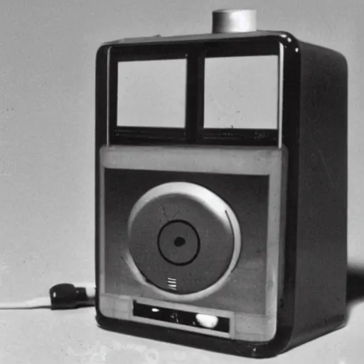 Prompt: a vintage photo of an iPod from 1925