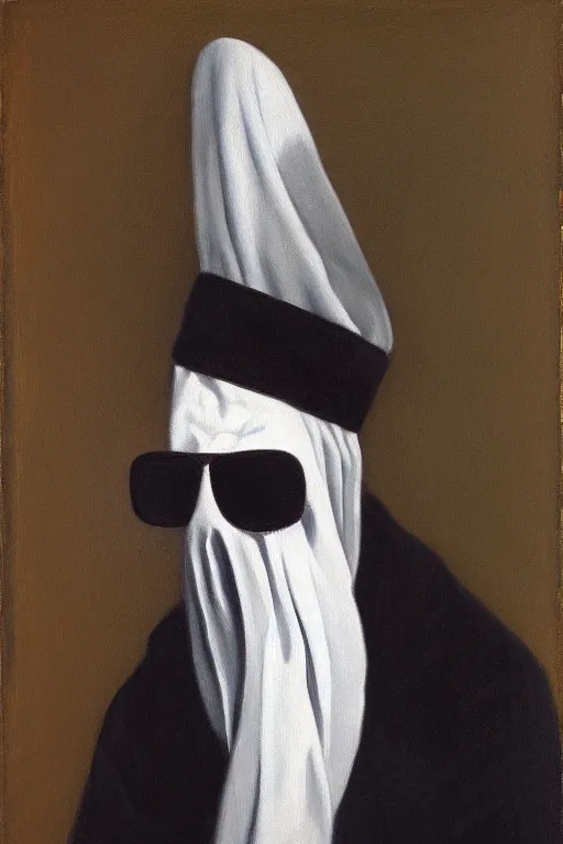 portrait of a cloth ghost with sunglass, painting by | Stable Diffusion ...