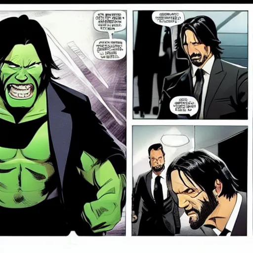 Prompt: John Wick vs Hulk