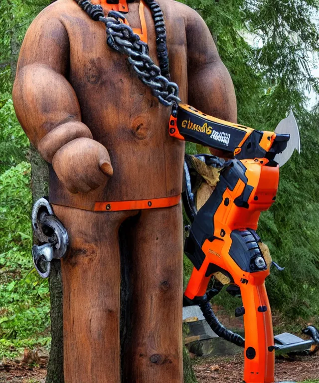 Image similar to Large chainsawheaded man-semichainsaw with chainsaws instead of hands dressed in chainsaws. Extremely high detailed, fine details, realistic, solo, masterpiece, art