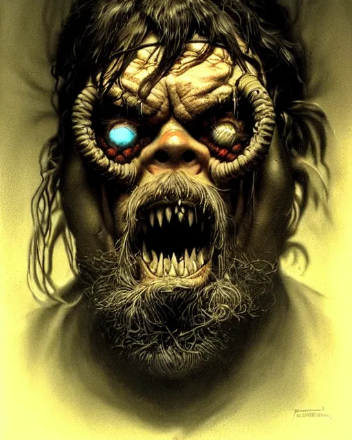 Image similar to torbjorn from overwatch, character portrait, portrait, close up, concept art, intricate details, highly detailed, horror poster, horror, vintage horror art, realistic, terrifying, in the style of michael whelan, beksinski, and gustave dore