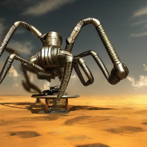 Prompt: a landmine with mechanical spider legs, photorealistic, ultra high detail, 8k