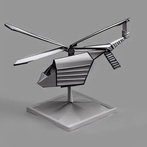 Prompt: an origami model of a helicopter, an abstract sculpture by lee gatch, behance contest winner, modular constructivism, made of paper, low poly, angular