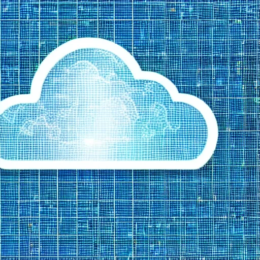 Image similar to a high-tech digital image with cloud icons, matrix, blue