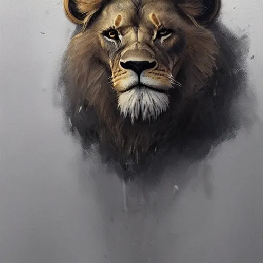 Image similar to A portrait of Lion, in a suit, fantasy art, art by greg rutkowski, matte painting, trending on artstation