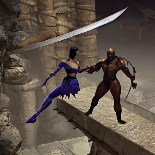 photo of kitana and baraka from mortal kombat 2, Stable Diffusion