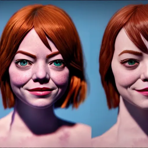 Image similar to Emma Stone as a female version of Shrek, Shrek face features, fully detailed, high quality , 4k , octane render , soft lightening , masterpiece