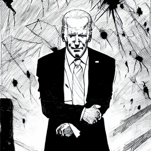 Image similar to Joe Biden looking sinister, by Tsutomu Nihei, highly detailed