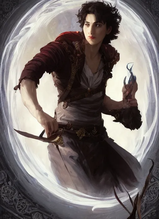 Image similar to character concept portrait of an attractive young focused Spanish wizard with pale skin enchanting a flaming love spell, a floating iridescent spell book in the center, intricate, elegant, digital painting, concept art, smooth, sharp focus, illustration, from Metal Gear, by Ruan Jia and Mandy Jurgens and William-Adolphe Bouguereau, Artgerm