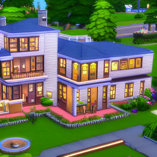 Prompt: sims 4 screenshot of the family guy house