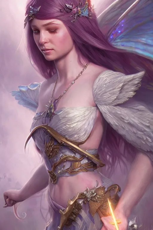 Image similar to fairy princess, highly detailed, d & d, fantasy, highly detailed, digital painting, trending on artstation, concept art, sharp focus, illustration, art by artgerm and greg rutkowski and magali villeneuve