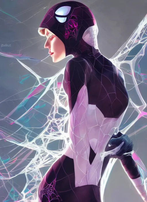 Image similar to ultra realistic illustration, emily clarke as spidergwen anime, intricate, elegant, highly detailed, digital painting, artstation, concept art, smooth, sharp focus, illustration, art by artgerm and greg rutkowski and alphonse mucha and wlop