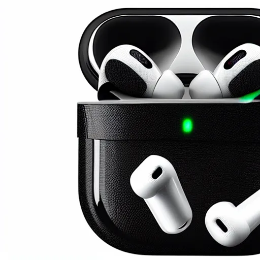 Image similar to black airpods pro case with marshmallow design on the case, studio, product photo