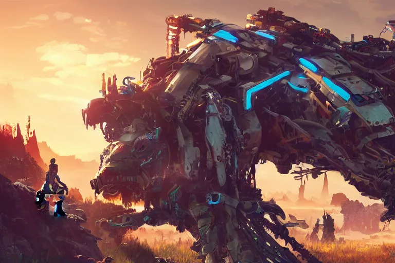 Image similar to sawtooth machine mecanical creature robot of horizon forbidden west horizon zero dawn bioluminiscence global illumination ray tracing hdr fanart arstation by ian pesty and alena aenami artworks in 4 k