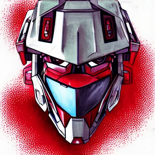 Prompt: gundam head, red, highly detailed illustration, custom design, dribbble. com, by secondsyndicate studio,