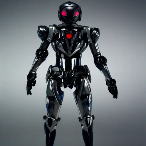 Image similar to Bio mechanical Kamen Rider, glowing eyes, daytime, grey rubber undersuit, segmented armor