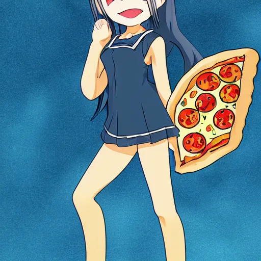 Image similar to anime girl with a pizza