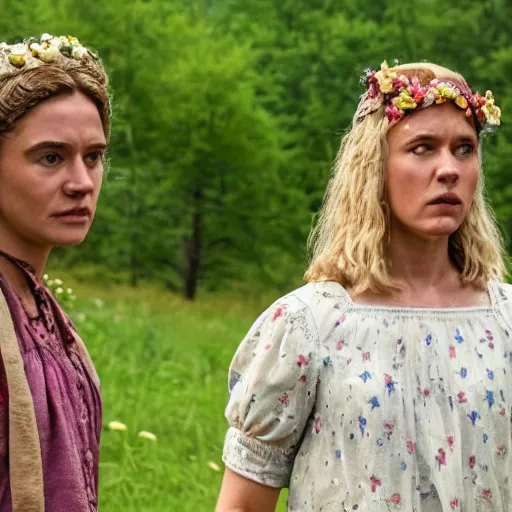 Prompt: a scene from the movie Midsommar