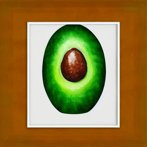 Image similar to Ornate Art Deco Avocado, watercolour, photorealistic, high resolution, white background, award winning