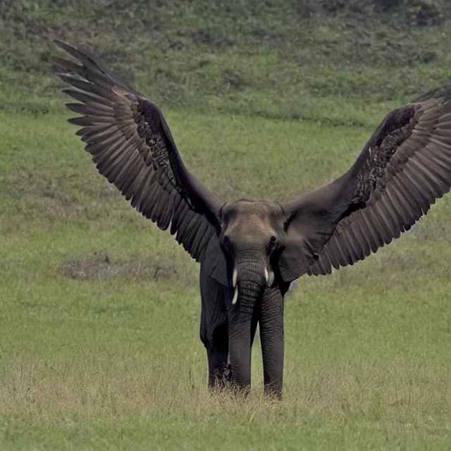 Prompt: a picture of an elephant - eagle hybrid