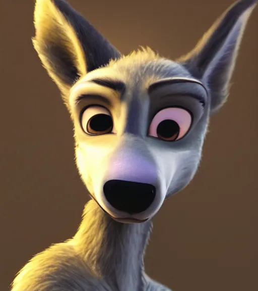Prompt: oil painting bust of anthromorphic female wolf, in style of zootopia, zootopia, zootopia, fursona, furry, furaffinity, 4 k, deviantart, furry art, fursona art, wearing black business suit, business suit, in style of zootopia, wolf fursona, cyberpunk, female, expressive detailed feminine face,