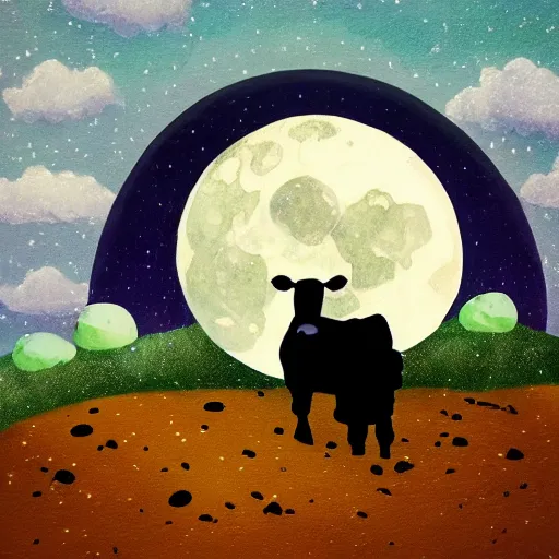 Prompt: A cow in the moon