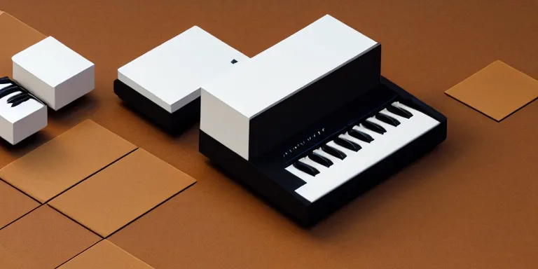 Prompt: dezeen showroom , lot2046, archdaily, minimalissimo, houdini , teenage engineering moad, product design concept, top down view of plugs & knobs of moog melotron synthesizer 3d model made by jony ives, dieter rams, 8k, high detailed photo