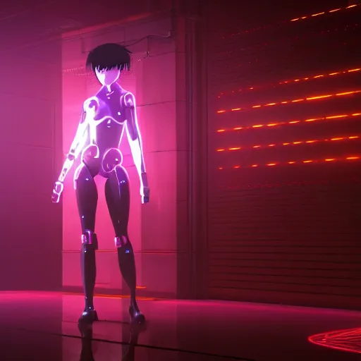 Prompt: Cybernetic Ghost in the shell in a night club, octane