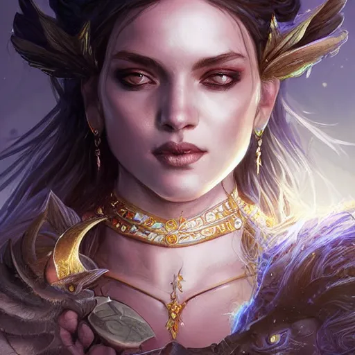 Image similar to Lunar Goddess, D&D, fantasy, portrait, highly detailed, digital painting, trending on artstation, concept art, sharp focus, illustration, art by artgerm and greg rutkowski and magali villeneuve