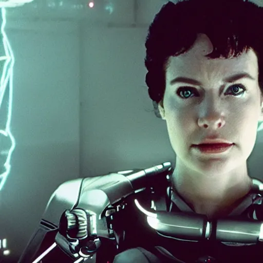 Image similar to movie still of a cyborg, cinematic composition, cinematic light, by edgar wright and david lynch