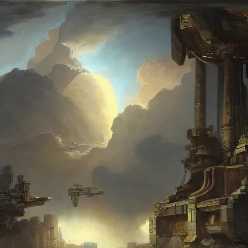 Image similar to spaceship painting by hubert robert detailed