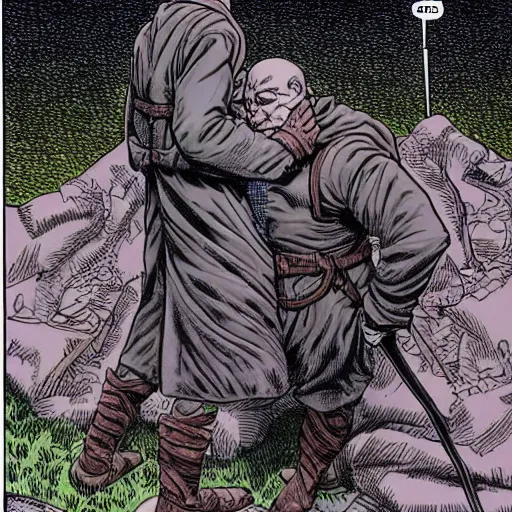 Prompt: 2 goblins stacked on top of each other inside a trenchcoat, by larry Elmore