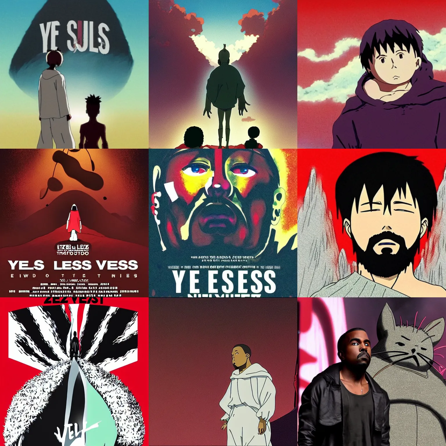 Prompt: yeezus tour in a studio ghibli netflix anime