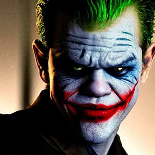 Image similar to matt damon as the joker from batman