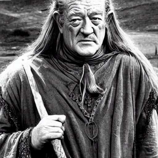 Prompt: john wayne playing gandalf in lord of the rings