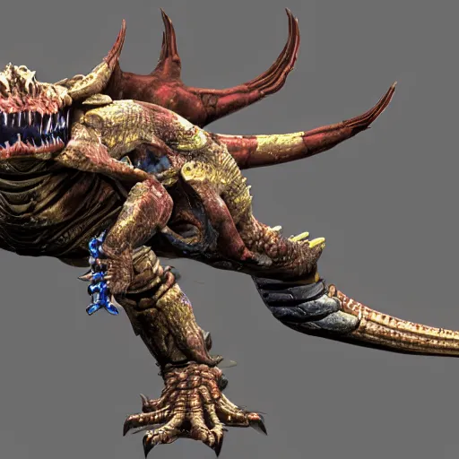 Prompt: a starcraft 2 unit model of a zerg lizard