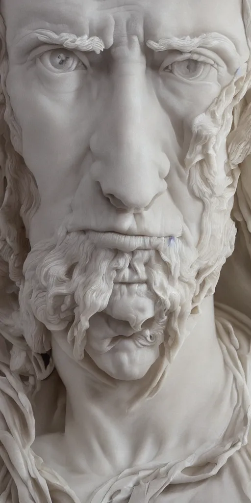 Prompt: stunning hyperdetailed upclose portrait made of marble and glass sculpted by canova