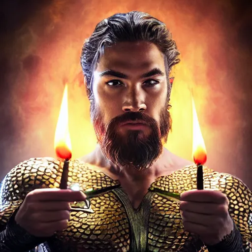 Prompt: intricate five star portrait of aquaman blowing the candle at his birthday, oil on canvas, hdr, high detail, photo realistic, hyperrealism, matte finish, high contrast, 3 d depth, centered, masterpiece, grainy, muted colors, enhanced light effect, enhanced eye detail, artstationhd