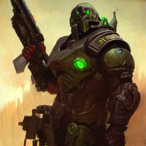 Prompt: AMLO Doom Slayer Portrait by gaston bussiere, craig mullins, Simon Bisley