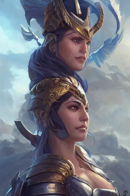 Image similar to amazon valkyrie athena, d & d, fantasy, portrait, highly detailed, headshot, digital painting, trending on artstation, concept art, sharp focus, illustration, art by artgerm and greg rutkowski and magali villeneuve