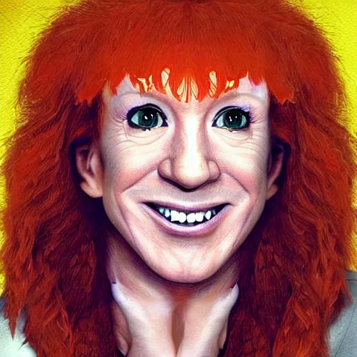 Image similar to [ half kathy griffin ] [ half carrot top ] horror art