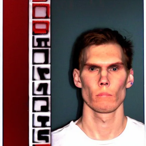 Prompt: Jerma985 mug shot, criminal photo, blood covered